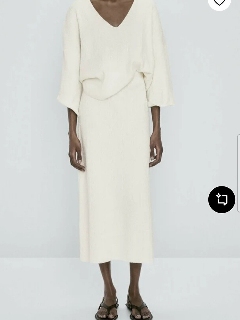 Massimo Dutti NWT Cream Ribbed Midi Skirt S - Picture 2 of 8